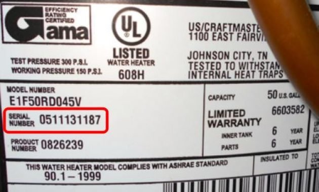 Whirlpool Water Heater serial number