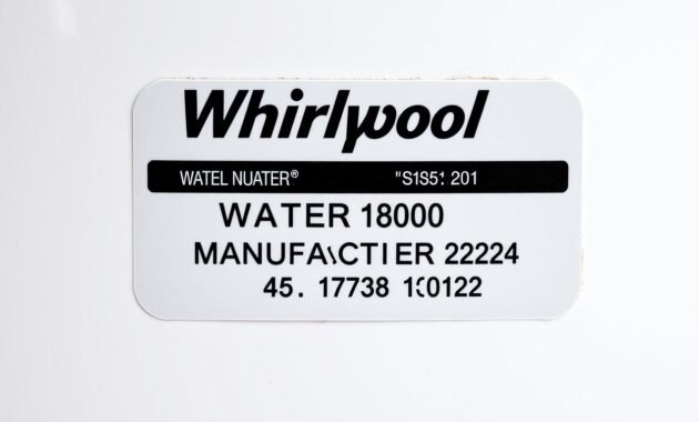 Whirlpool Water Heater Manufacturing Label Whirlpool Water Heater Manufacturing Label